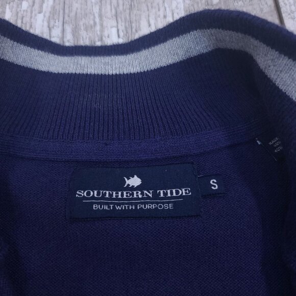 Southern Tide Mens 1/4 Zip Sweater Size Small Blue Solid Cotton Pullover Golf - Picture 5 of 6